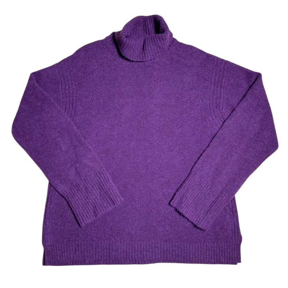 J. Crew Purple Supersoft Yarn Turtleneck Sweater Womens S